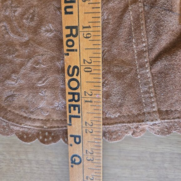 Vintage Vibe Brown Suede Genuine Leather jacket Small Petite - Picture 7 of 10